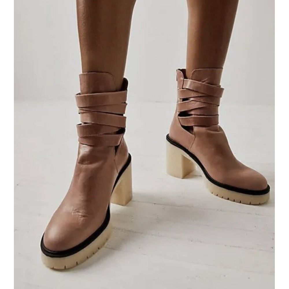 Free People Women's Jesse Cutout Boot English Tan Platform EU 38.5 US 8.5 $198